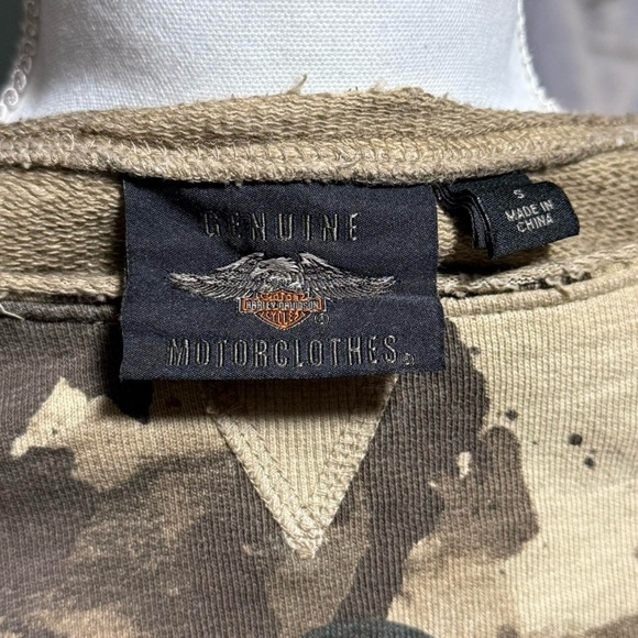 Harley Davidson Camo Sweatshirt Womens High Low Tunic Moto Grunge Top Small - Picture 6 of 8